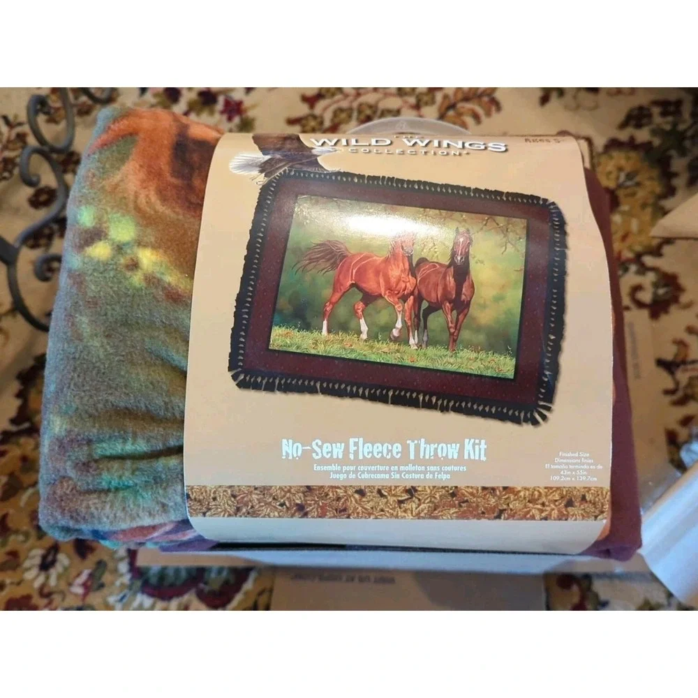 New No Sew Throw DIY Blanket Kit Fleece Finish 43